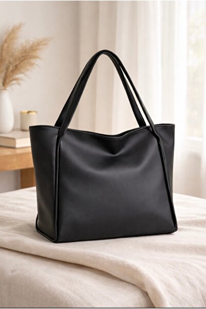 macsoo Geantă de umăr mare din piele artificială neagră - Geantă de mână eleg...