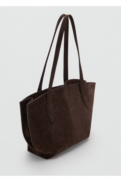 MANGO Woman Süet mini shopper çanta