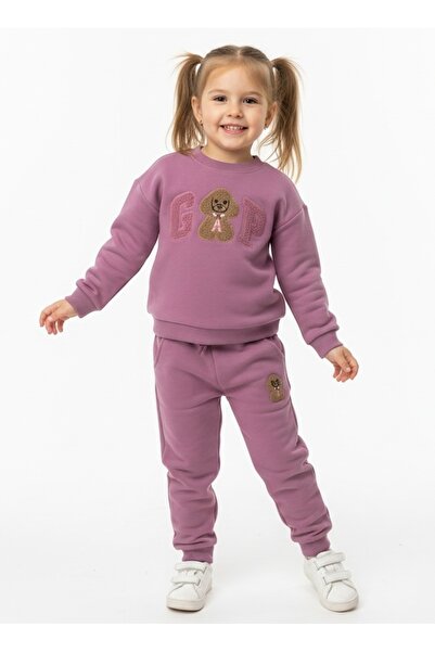 CQCQ طقم رياضي بنمط كلب أرجواني للفتيات