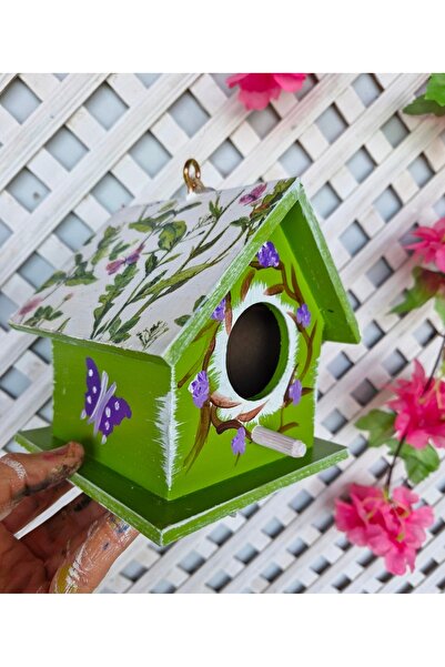 Home Dekoratif Ahşap Kuş Yuvası,fıstık Yeşili,16×16×16 Cm,bahçe Balkon Dekora...