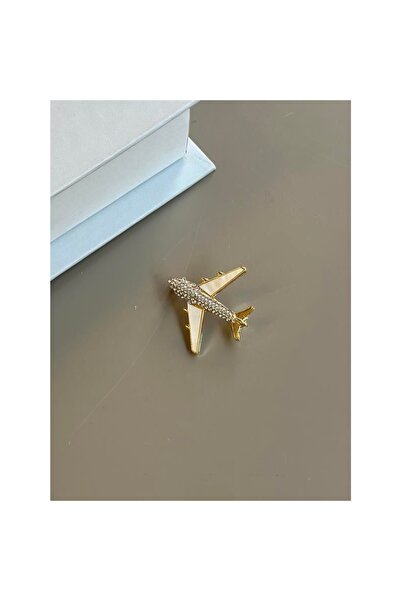 Genel Markalar Sedefli Uçak Broş - Altın