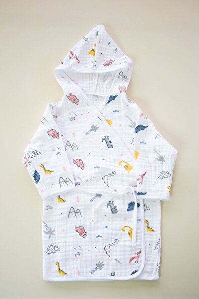 Bondilolly Halat de baie pentru bebeluși din muselină cu glugă