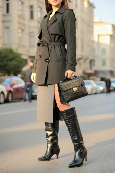 37Numara Cizme de damă mărimi mari 41-42-43-44 - Negru Croco