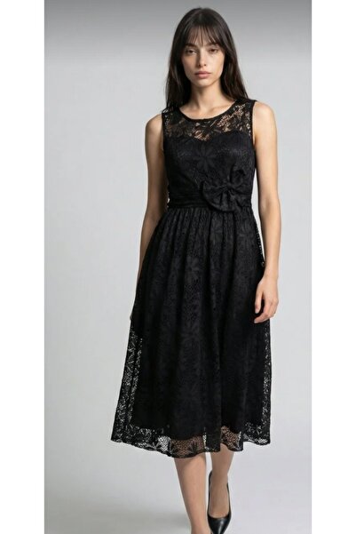 OLSAMODA Women's Skirt, Flawed Midi Length, Bow Detail, Sleeveless Lace, Even...