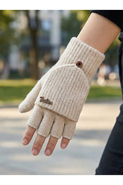 PIECE SIGNATURE Pentru femei, mănuși de lux cu clapetă și degete decupate, cu...