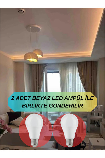 3DreaMaker 2 Li Sarkıt Avize Rustik E27 Modern Avize Bohem Beton Görünüm (2 A...