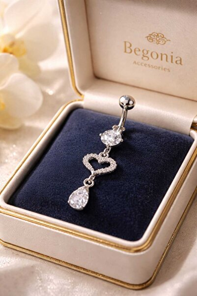 Begonia Accessories 316L Cerrahi Çelik Fashion Zirkon Taşlı Göbek Piercing