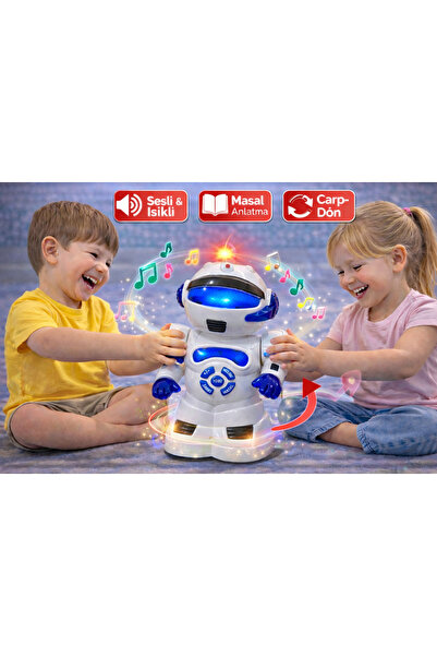 TRUST STORE Robot Çarp Dön Sesli Işıklı 15 fonksiyonlu Robot 25 Cm
