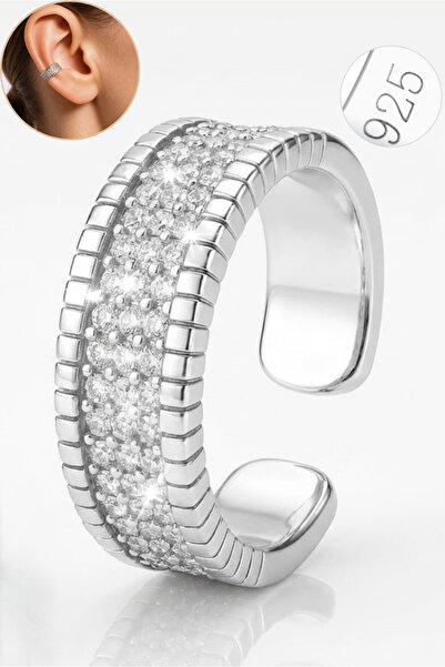 Sentivo Cercel Ear Cuff Argint 925 Premium, placat cu Rodiu, Pietre Zirconiu,...