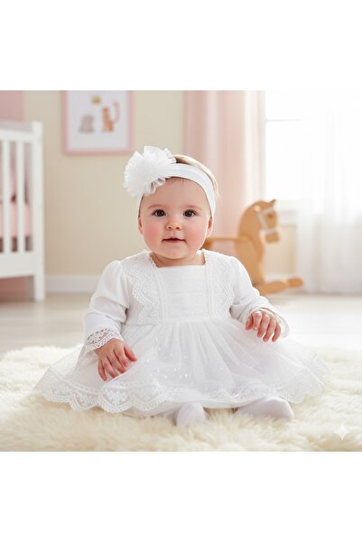 Serackids Kız Bebek Mevlüt Elbisesi Fransız Dantelli Mevlit Takımı Bebek Mevl...