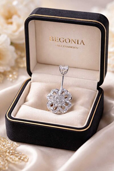 Begonia Accessories 316l Cerrahi Çelik Fashion 4 Yaprak Dönence Yonca Zirkon ...