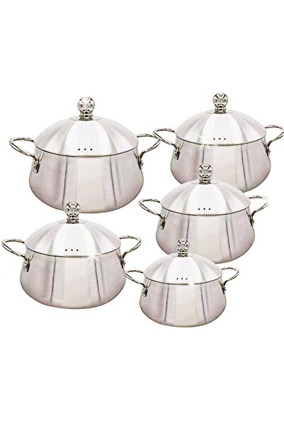 shin طقم طهي من الألومنيوم، 5 قطع مع الأغطية صناعة باكستانية