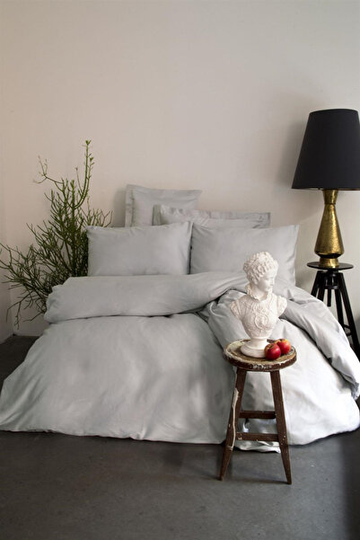 İssimo Home Simply Gri Pamuk Saten Nevresim Takımı Tek Kişilik