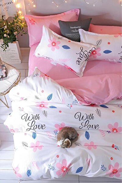 Always Комплект двустранни чаршафи за двойно легло Olivia Pink с еластичен ча...