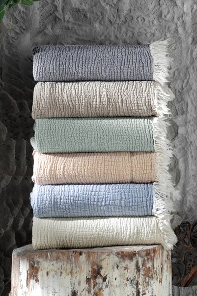 Miespiga Gold 3 Layer Muslin Peshtemal Beach Towel 125X190