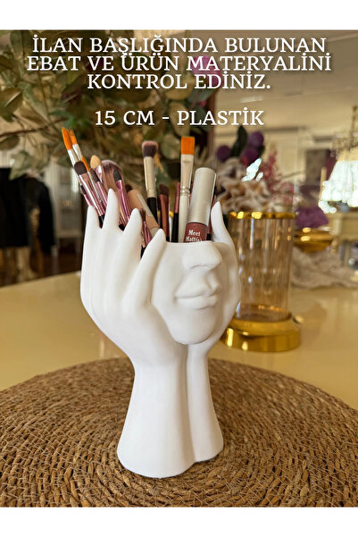 shop حامل فرشاة مكياج على شكل وجه، منظم طاولة مزخرف ثلاثي الأبعاد - 15 سم - ب...