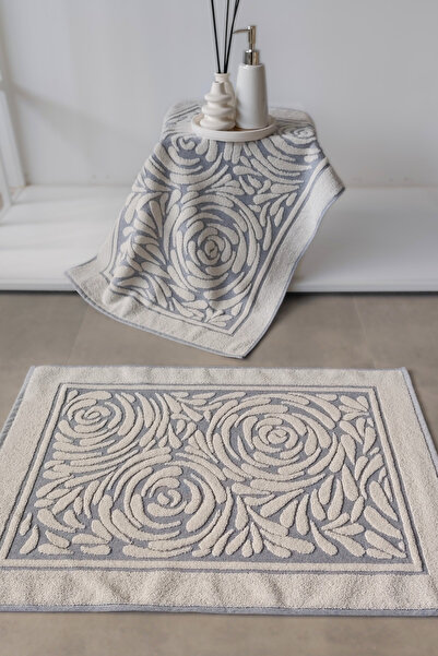 Sevim Set of 2 Foot Towels - Colorful & Three-Dimensional - 100% Cotton - Hig...