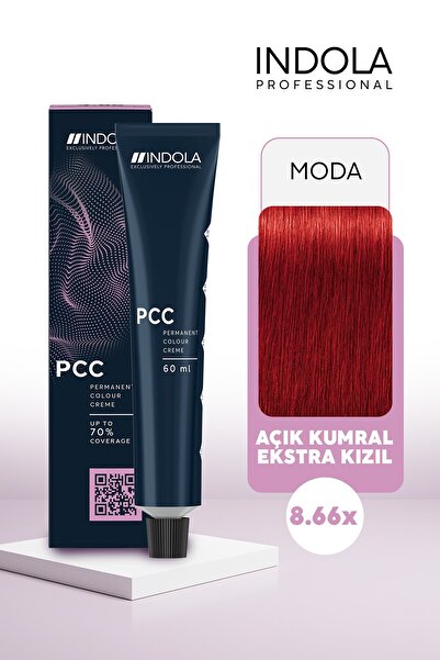 Indola PCC 8.66x 60ML açık Kumral Extra Yoğun Kızıl Saç Boyası