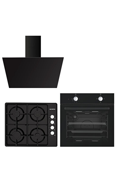 KUMTEL Blackthree 3'lü Ankastre Set Fırın Ko-410 Bf Ocak Da6-833 Davlumbaz)