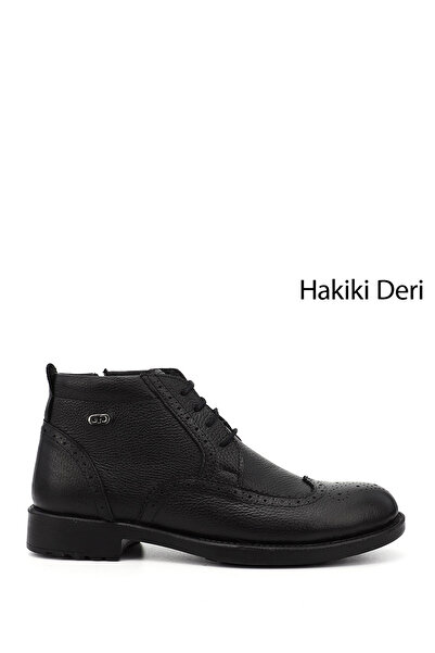 GÖNDERİ(R) Erkek Siyah Floter Fermuarlı Hakiki Deri Klasik Bot