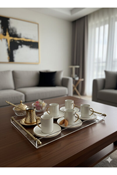 JAGUAR AKSESUAR Pleksi tepsi 4-6 kişilik gold