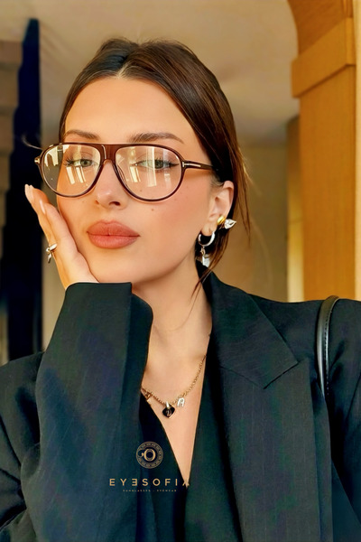 Eyesofia Clara Unisex Brown Framed Blue Block Blue Light Filter Screen Glasses