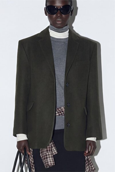 Suud Collection Haki %100 Yün Blazer Ceket