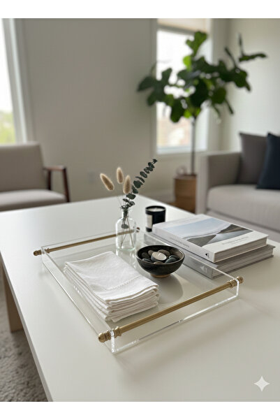 JAGUAR AKSESUAR Pleksi tepsi 4-6 kişilik gold