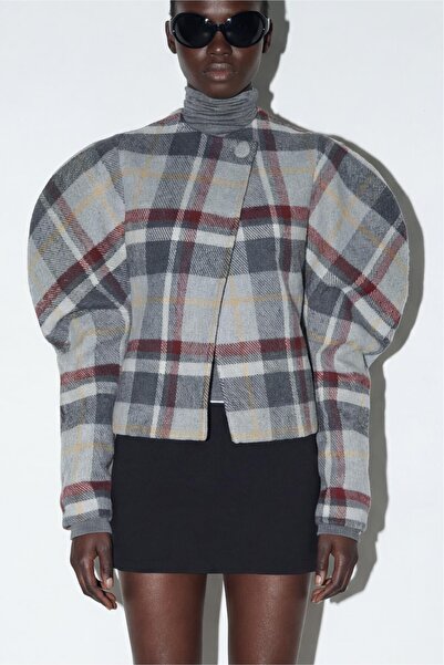 Suud Collection سترة بوردو ديفا بأكمام على شكل كمثرى