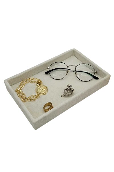 Aydın Decor طاولة خدمة فارغة كريمية صغيرة جديدة مقاس 22-14 سم (AYDINDECOR)