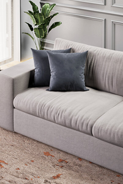 Mobpazar 2 Adet Kırlent Kılıfı Soho Antrasit Renk 43x43 cm 2 Adet