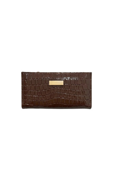 Newish Polo Crocodile Pattern Look Basic Wallet with Gold Zipper