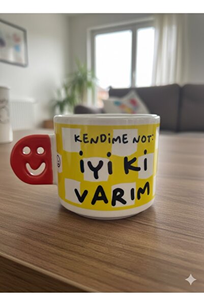 PALTO TASARIM جيد لدي! كوب مصنوع يدويًا بمقبض مبتسم - كوب هدية