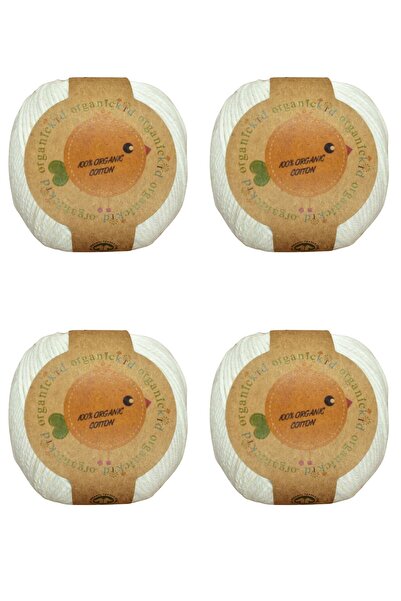 OrganicKid Organik Pamuk Amigurumi Punch 50 gr El Örgü Ipi Kırık Beyaz 4'lü P...