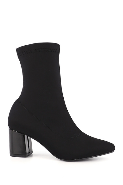 GÖNDERİ(R) Kadın SİYAH STREÇ Sivri Burun Kalın Topuklu Streç Bot