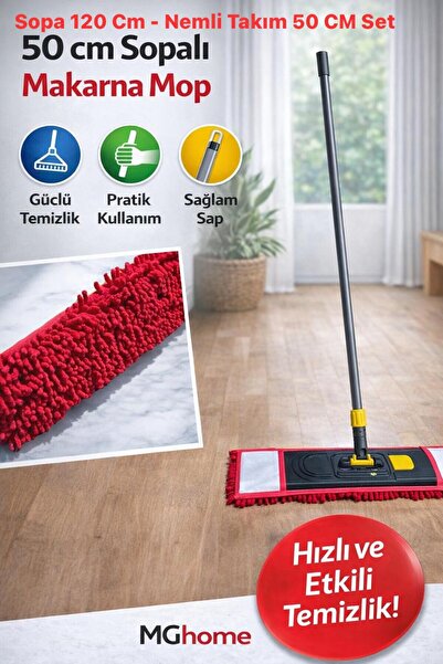 VENON 1 Takım ⭐50 Cm Makarna Mop + Palet Aparat + Metal Sap Duvar Temizliği M...