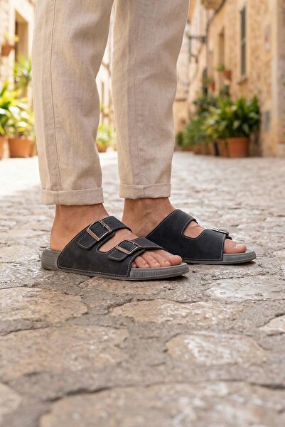 GEZER Men's Summer Faux Leather Two Buckle Adjustable Comfortable Sole Daily ...