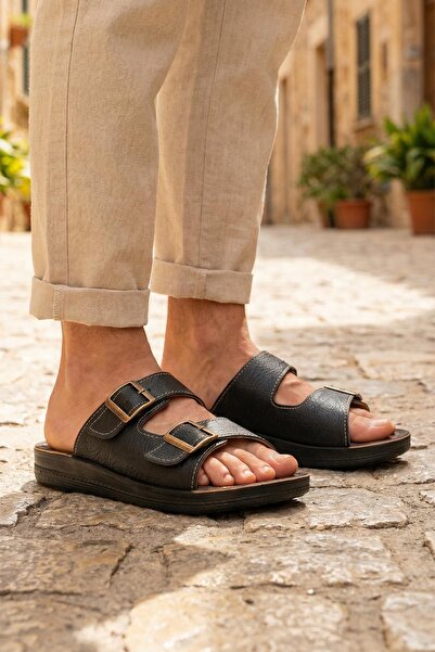 GEZER Summer Men's Faux Leather Two Buckle Adjustable Comfortable Sole Daily ...