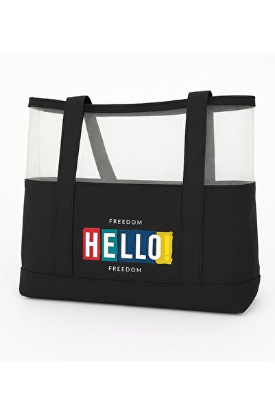 YOYOSO Multi-Purpose Transparent Bag with Slogan Black