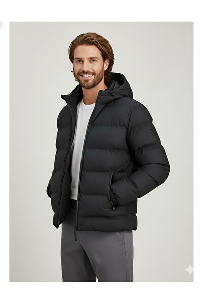 Jack & Jones Puffer Siyah Su Soğuk Geçirmez Erkek Mont