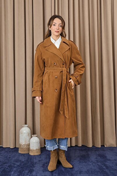Soul Kadın Süet Trench - 32407TRC - CAMEL