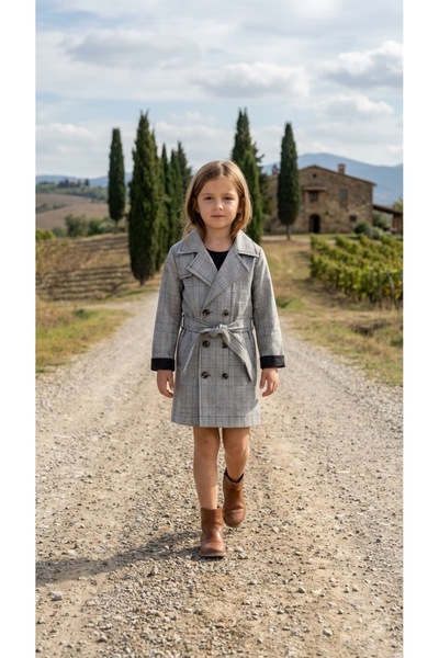 Montisu % 100 Pamuk Unisex Çocuk Trençkot Ekstra Rahat Kalıp