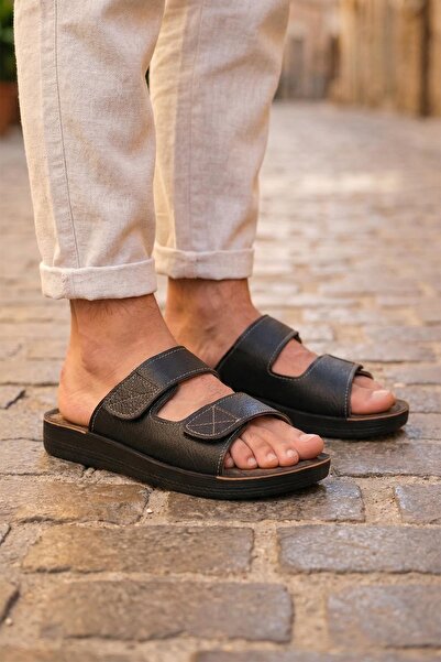 GEZER Summer Men's Faux Leather Two Belts Adjustable Comfortable Sole Daily S...