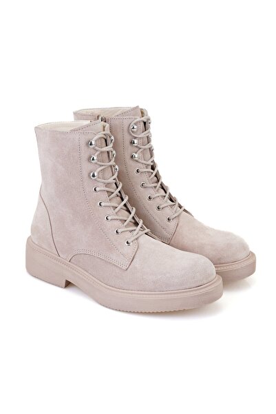 Desa Kadın Bej Fermuarlı Deri Postal Bot