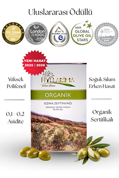 hyllarima Organik Natürel Sızma Zeytinyağı 1 Lt. Teneke
