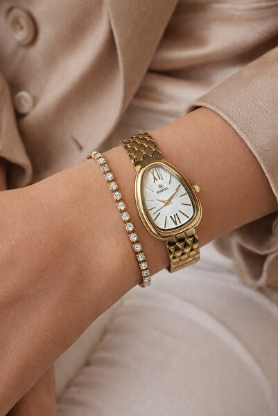 Homies ساعة يد نسائية طراز يلان مع صندوق هدايا خاص ويتمهدده بسوار هدية. HM0902