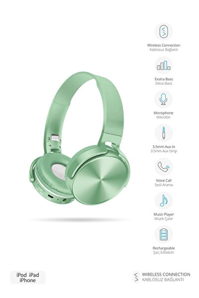 Piranha 2212-Y Kablosuz Bluetooth Kulak Üstü Kulaklık | BT 5.2 | Mikrofon | i...