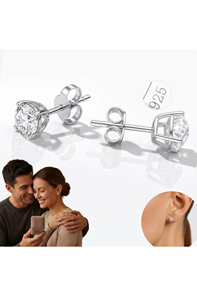 Sentivo Cercei Argint 925 Classic Style – Zirconiu Alb Briliant, Placare Rodi...