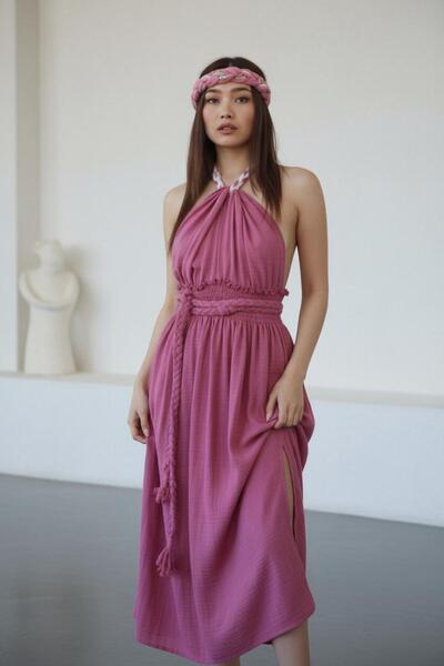 Su Koleksiyon فستان بيتونيا موسلين بوهو بتفاصيل محبوكة