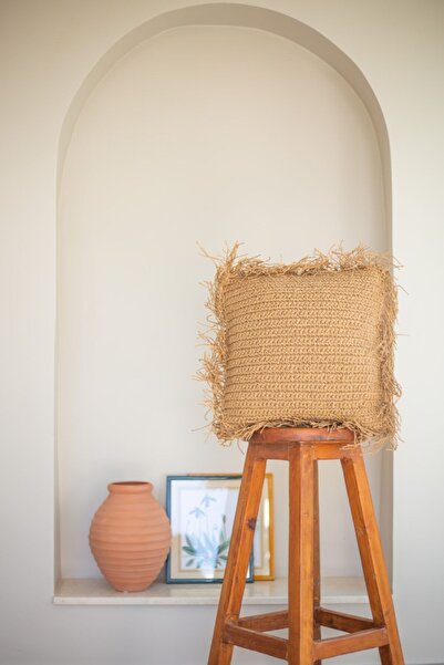 Bohemart وسادة بوهو الرافية مربعة الشكل مصنوعة يدويًا بتصميم مملوء